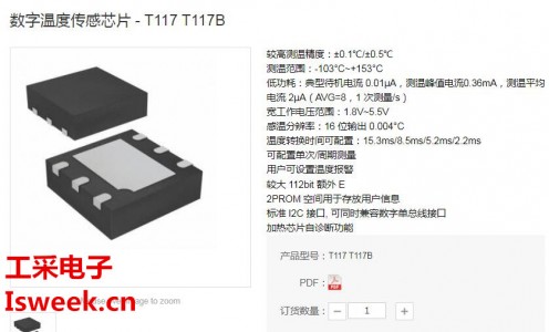 測(cè)溫精度±0.1℃，無(wú)需進(jìn)行校準(zhǔn)的數(shù)字模擬混合信號(hào)溫度傳感芯片