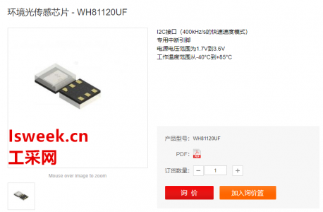 內(nèi)置光學(xué)濾鏡用于紅外線過濾的一種光-數(shù)字轉(zhuǎn)換器-WH81120UF